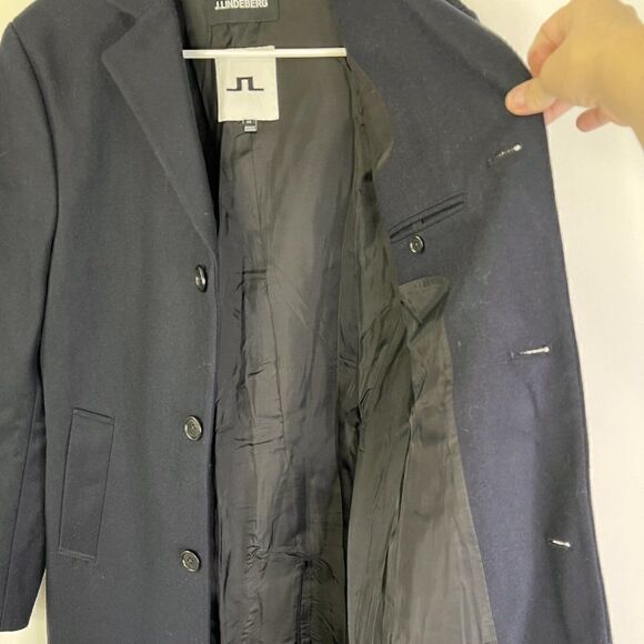NWOT J.Lindeberg Wolger Compact Melton Wool Coat JL Navy - Picture 4 of 8